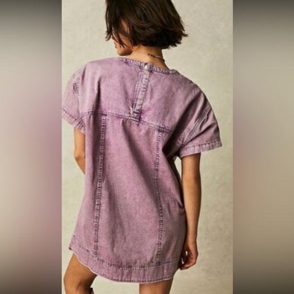Free People Purple Denim Dress with Pockets size Large - Picture 2 of 5